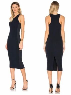 Diane Von Furstenberg Teyla Midi Dress 10 Midnight Blue Textured Ponte Knit
